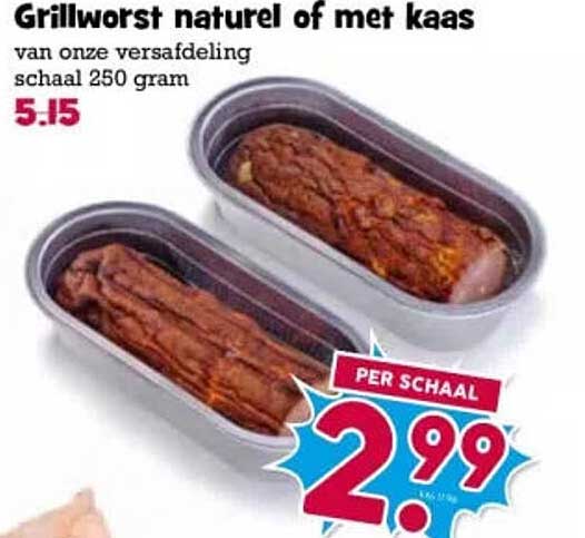 Grillworst naturel of met kaas