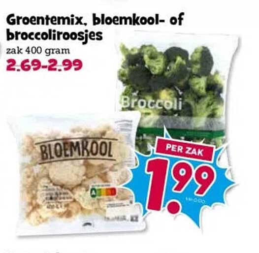Groentemix, bloemkool- of broccoliroosjes