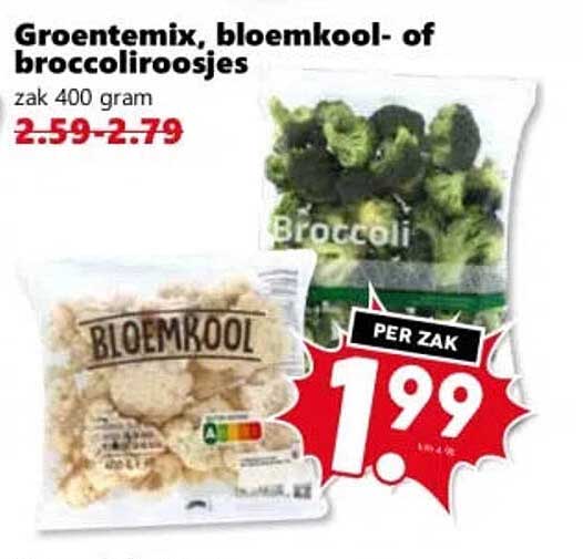 Groentemix, bloemkool- of broccoliroosjes