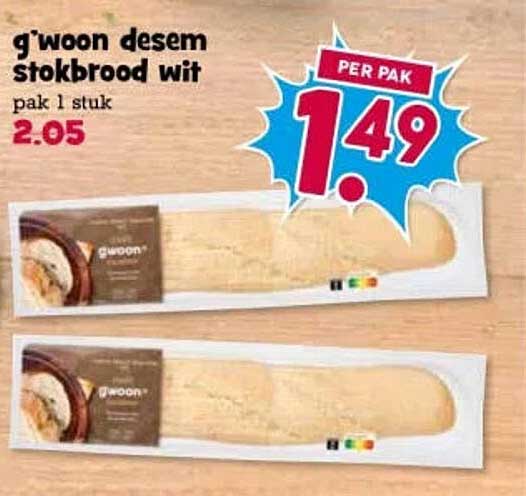 g'woon desem stokbrood wit