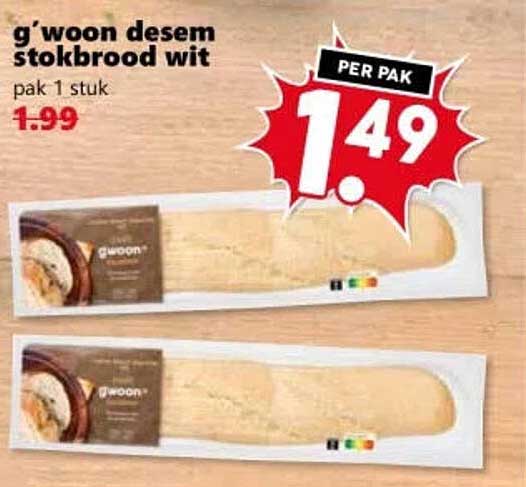 g'woon desem stokbrood wit