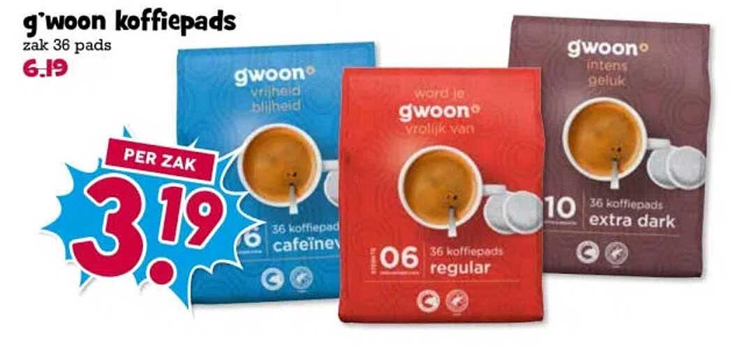 g'woon koffiepads zak 36 pads