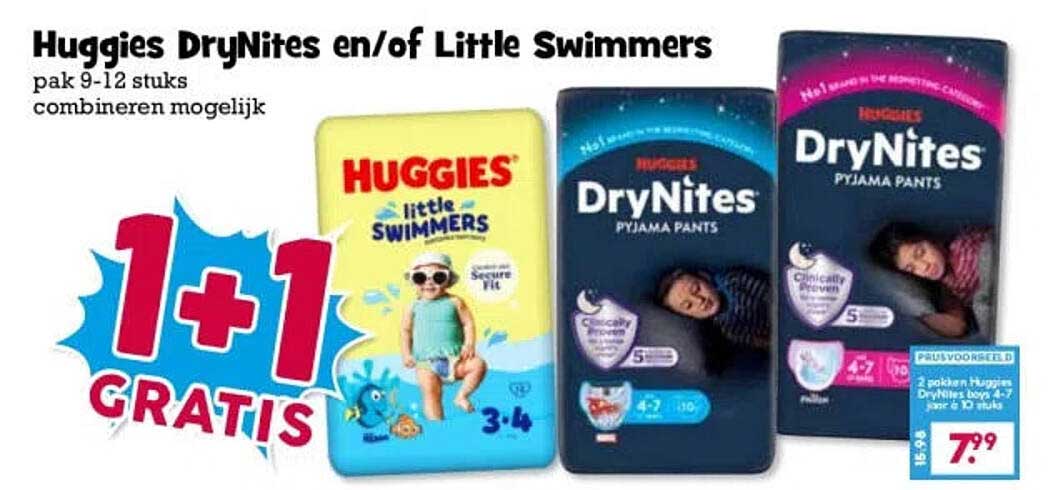 Huggies DryNites en/of Little Swimmers 1+1 gratis