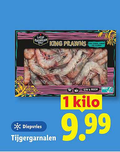 King Prawns diepvries tijgergarnalen 1 kilo