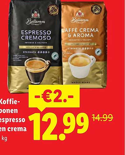 Koffiebonen espresso en crema