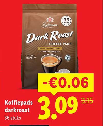 Koffiepads darkroast 36 stuks