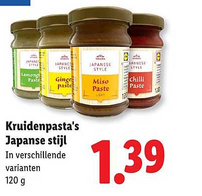 Kruidenpasta's Japanse stijl In verschillende varianten 120 g