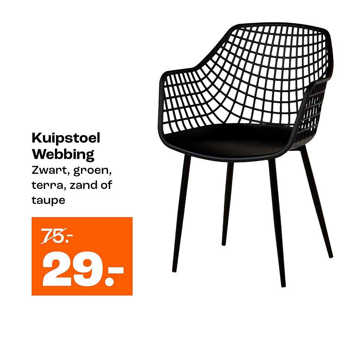 Kuipstoel Webbing Zwart, groen, terra, zand of taupe