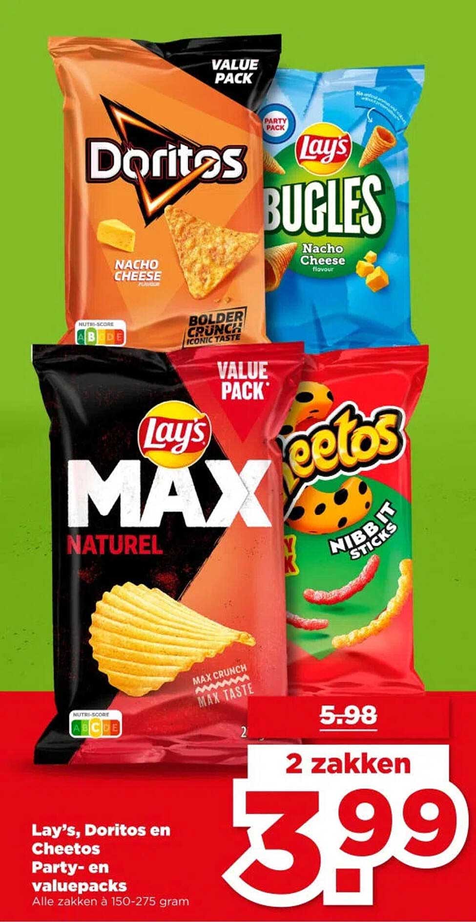 Lay's, Doritos en Cheetos Party- en valuepacks