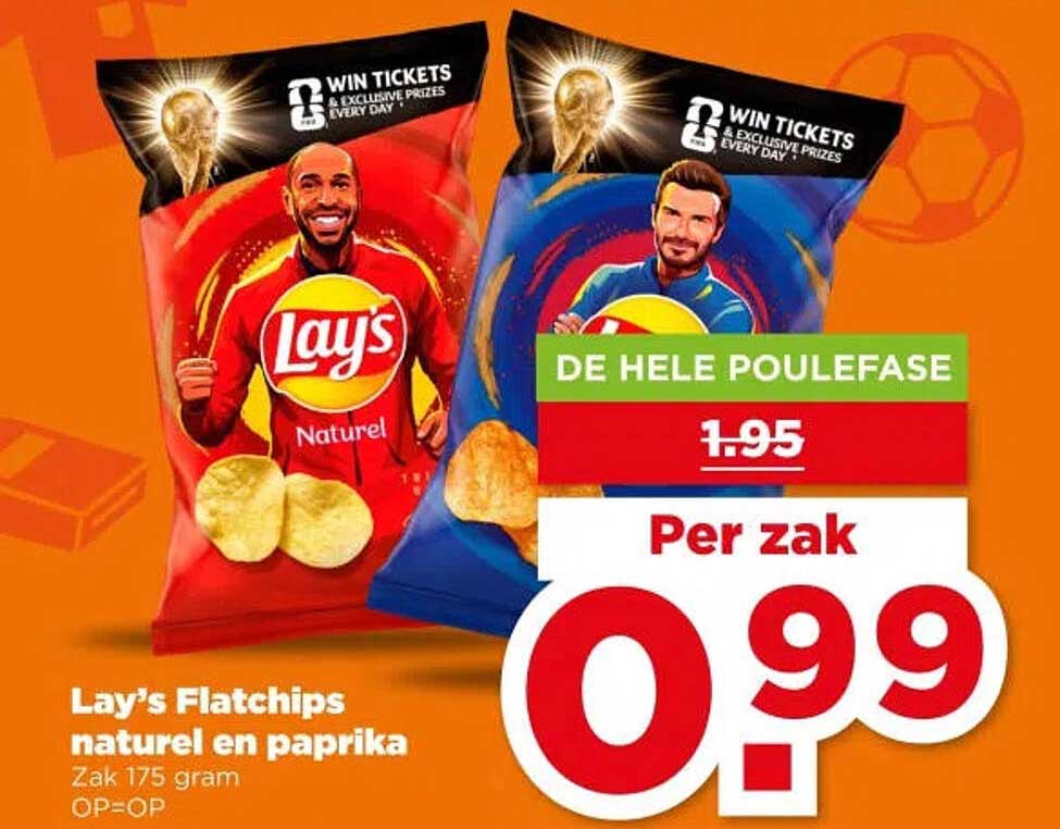 Lay's Flatchips naturel en paprika Zak 175 gram OP=OP DE HELE POULEFASE