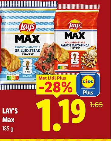 LAY'S Max 185 g -28%