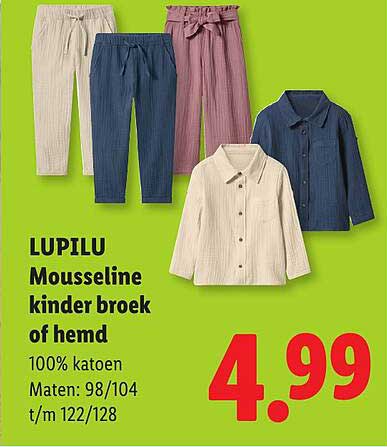 LUPILU Mousseline kinder broek of hemd