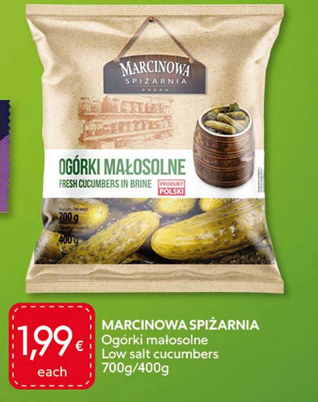 MARCINOWA SPIŻARNIA Ogórki małosolne Low salt cucumbers 700g/400g
