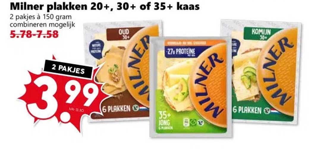 Milner plakken 20+, 30+ of 35+ kaas