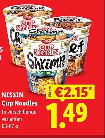 NISSIN Cup Noodles In verschillende varianten 63-67 g