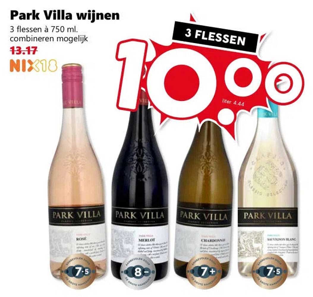 Park Villa wijnen 3 flessen à 750 ml combineren mogelijk