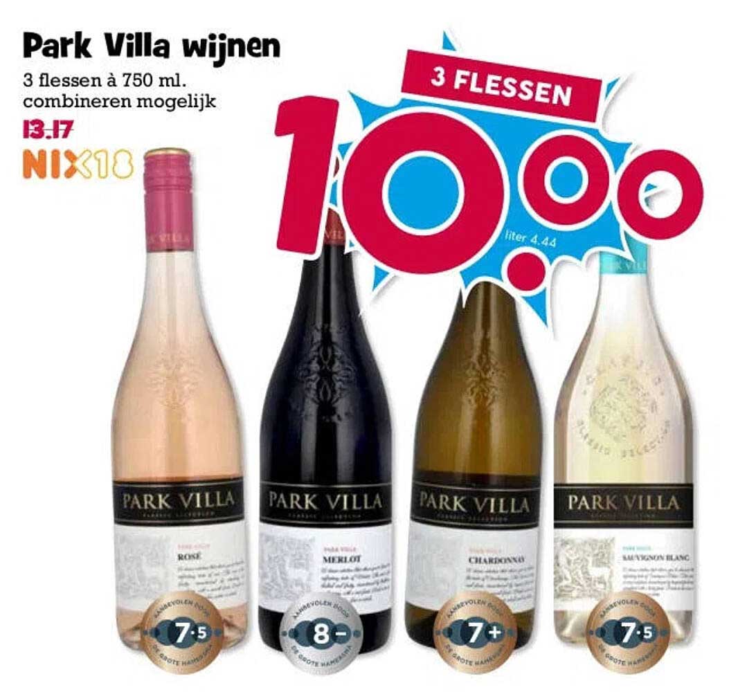 Park Villa wijnen 3 flessen à 750 ml. combineren mogelijk