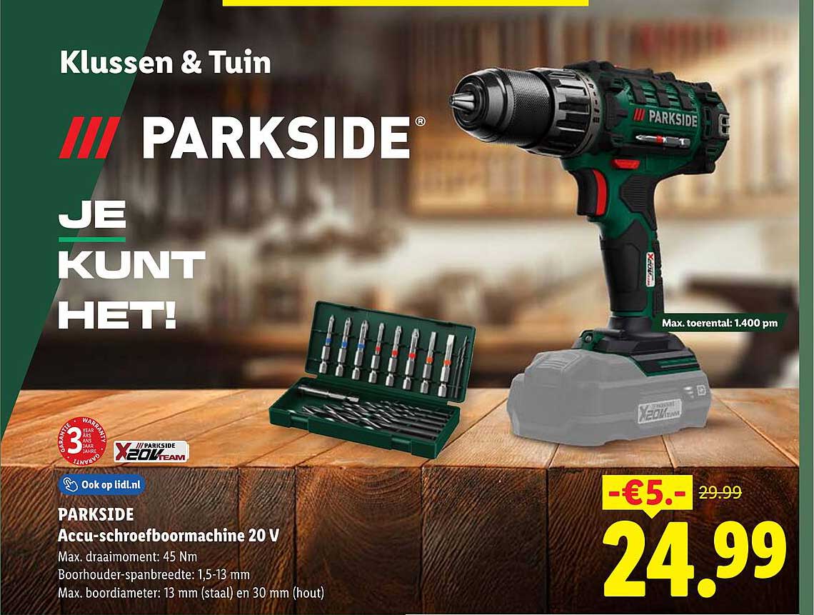 PARKSIDE Accu-schroefboormachine 20 V