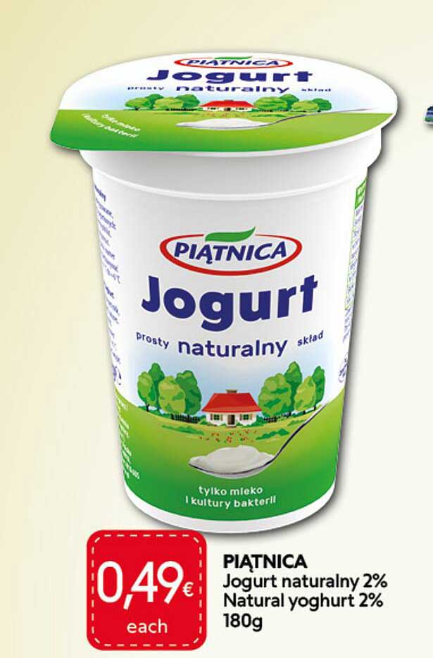 PIATNICA Jogurt naturalny 2% Natural yoghurt 2% 180g