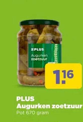 PLUS Augurken zoetzuur Pot 670 gram