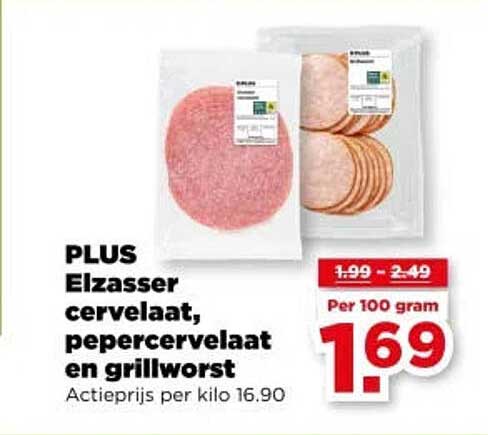 PLUS Elzasser cervelaat, pepercervelaat en grillworst