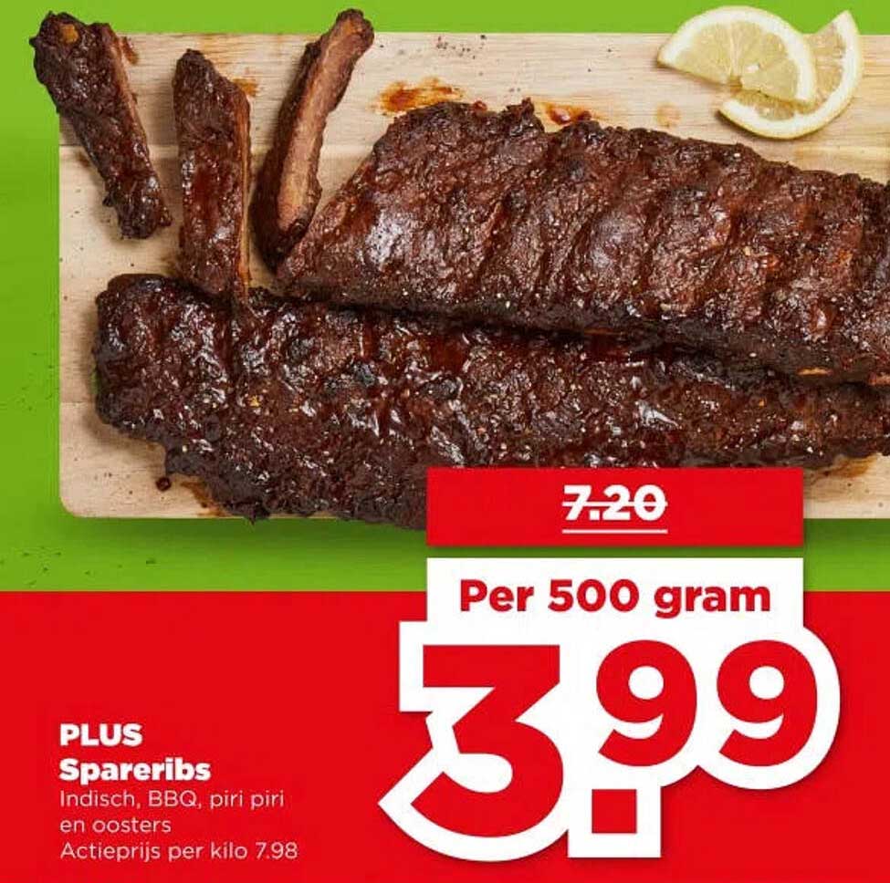 PLUS Spareribs Indisch, BBQ, piri piri en oosters