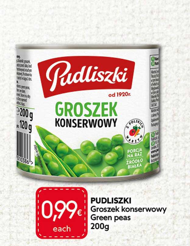 PUDLISZKI Groszek konserwowy Green peas 200g