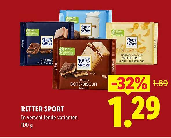 RITTER SPORT In verschillende varianten 100 g