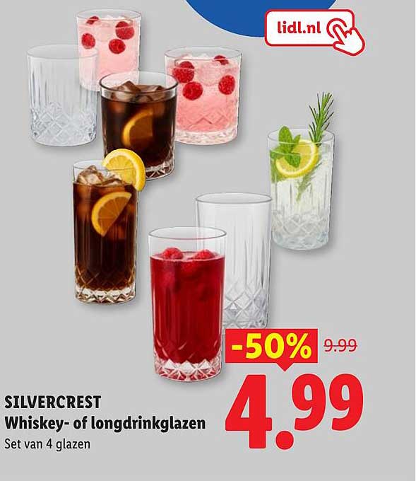 SILVERCREST Whiskey- of longdrinkglazen -50%