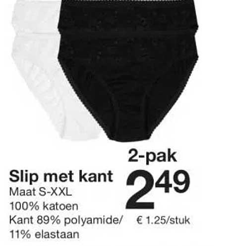 Slip met kant 2-pak