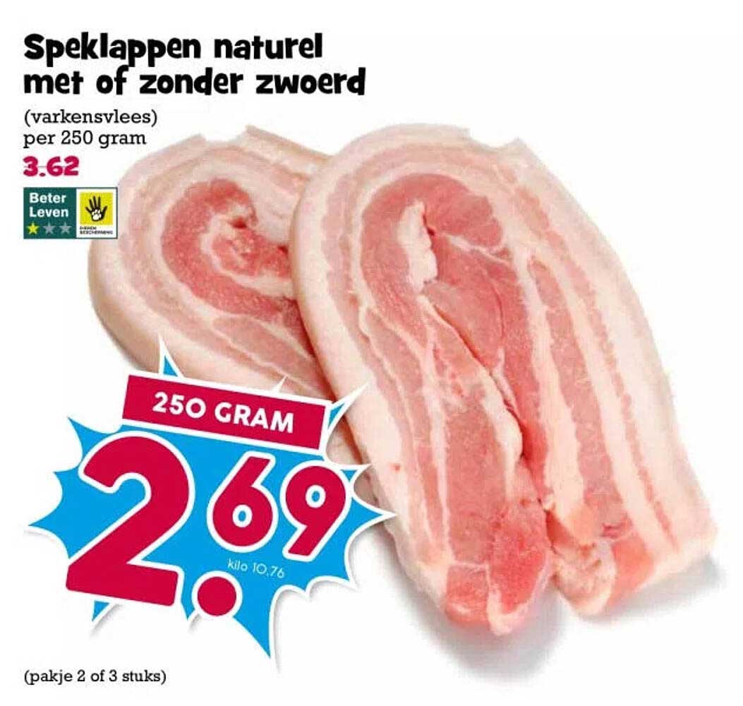 Speklappen naturel met of zonder zwoerd