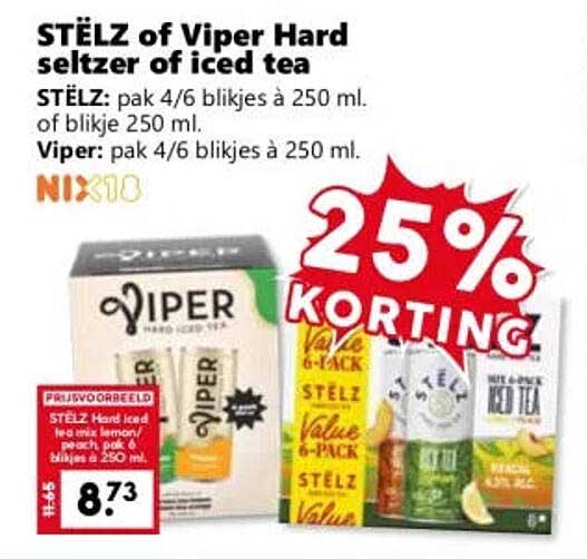 STËLZ of Viper Hard seltzer of iced tea 25% korting