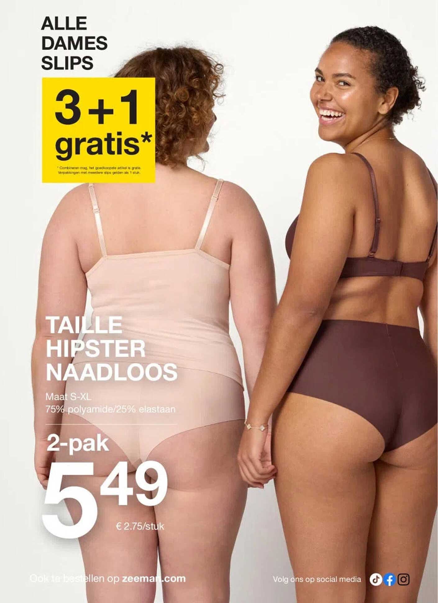 TAILLE HIPSTER NAADLOOS 2-pack 3+1 gratis*