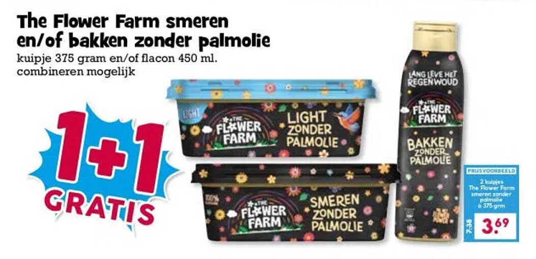 The Flower Farm smeren en/of bakken zonder palmolie 1+1 gratis