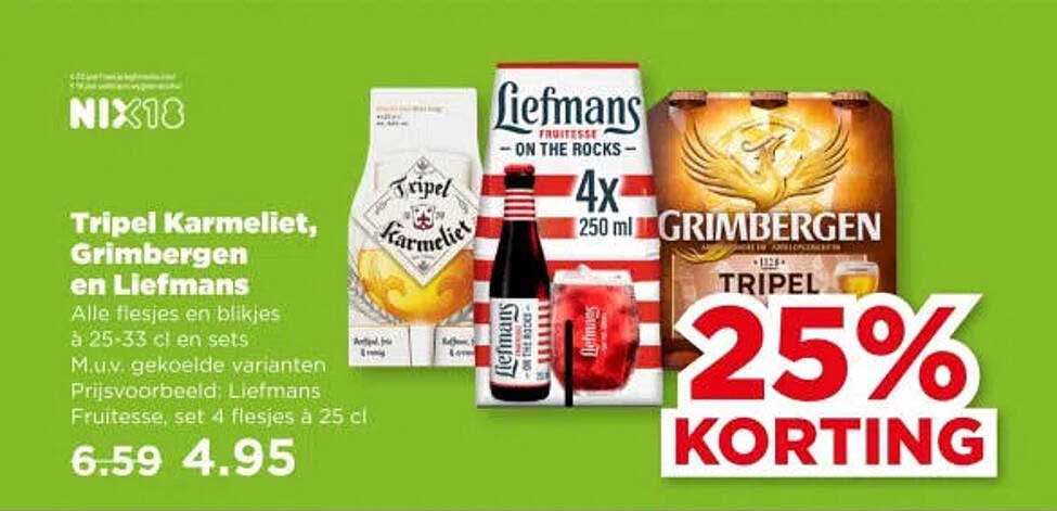Tripel Karmeliet, Grimbergen en Liefmans 25% KORTING