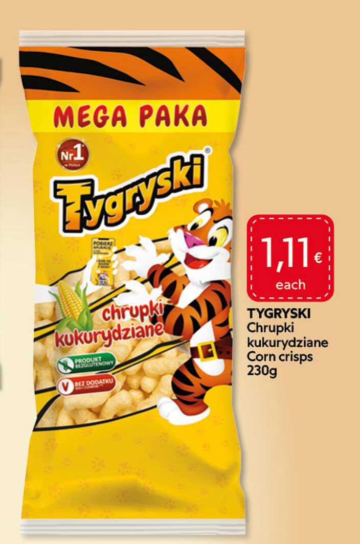 TYGRYSKI Chrupki kukurydziane Corn crisps 230g