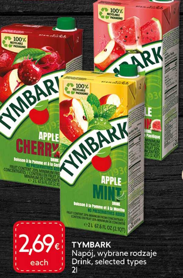 TYMBARK Napój, wybrane rodzaje Drink, selected types 2l