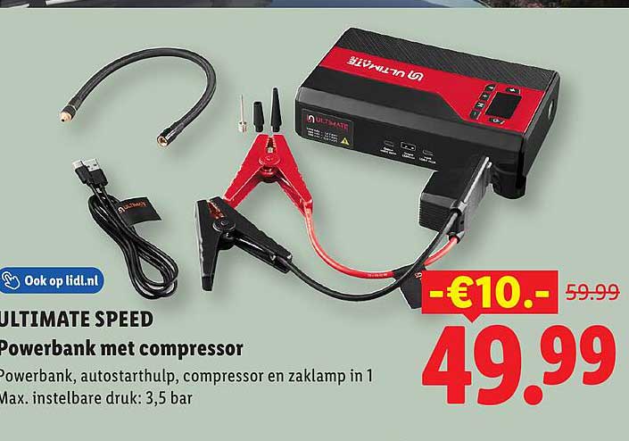 ULTIMATE SPEED Powerbank met compressor