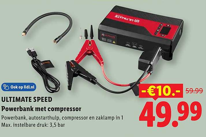 ULTIMATE SPEED Powerbank met compressor