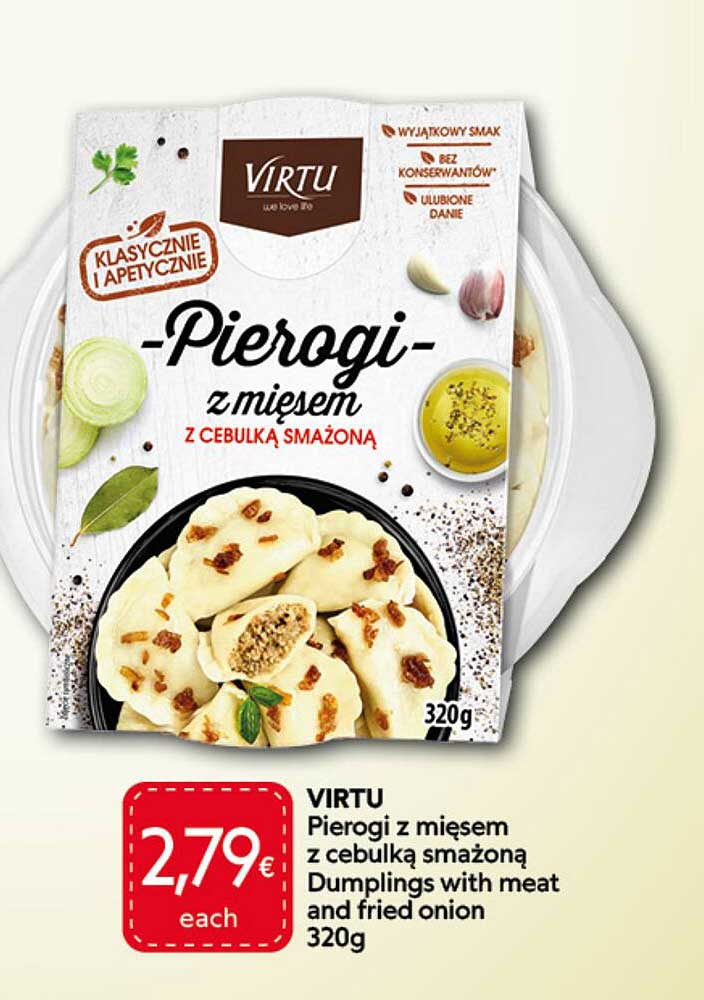 VIRTU Pierogi z mięsem z cebulką smażoną Dumplings with meat and fried onion 320g