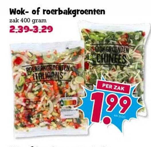 Wok- of roerbakgroenten zak 400 gram