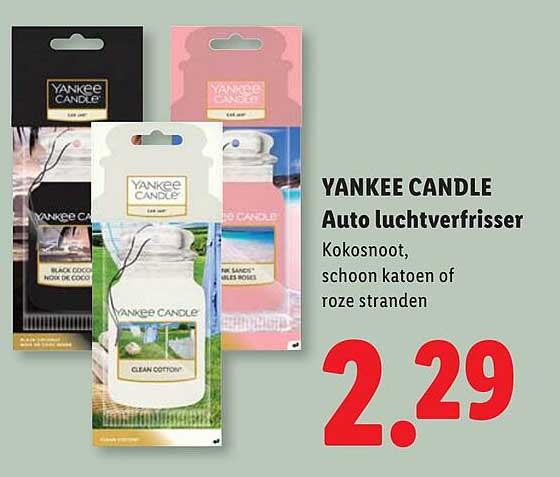 YANKEE CANDLE Auto luchtverfrisser Kokosnoot, schoon katoen of roze stranden