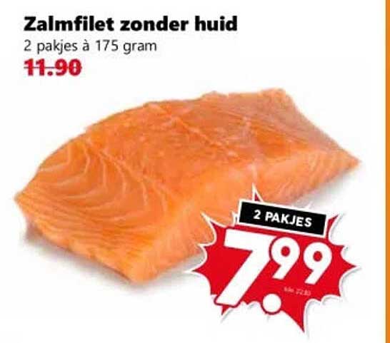 Zalmfilet zonder huid 2 pakjes à 175 gram