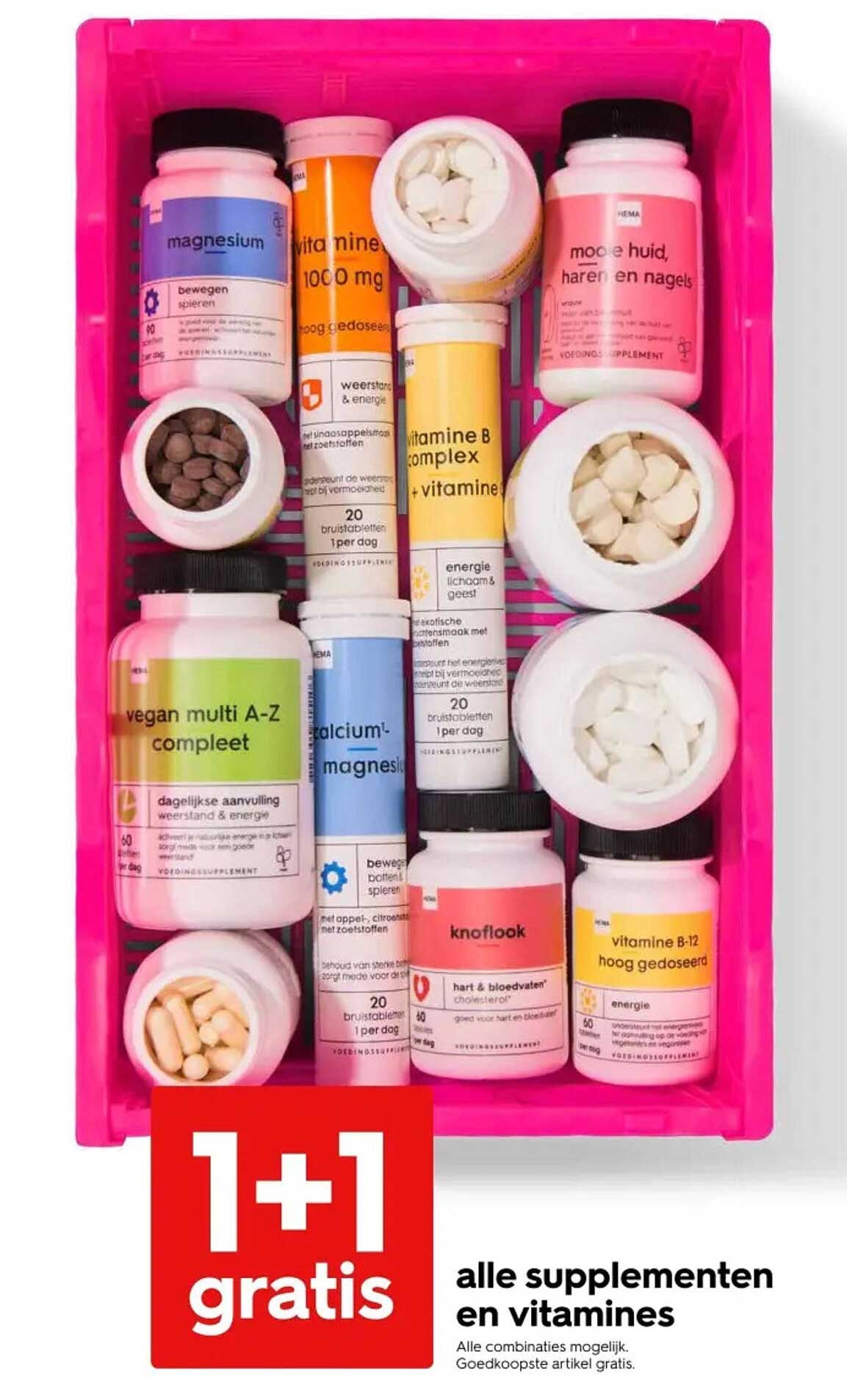 1+1 gratis alle supplementen en vitamines