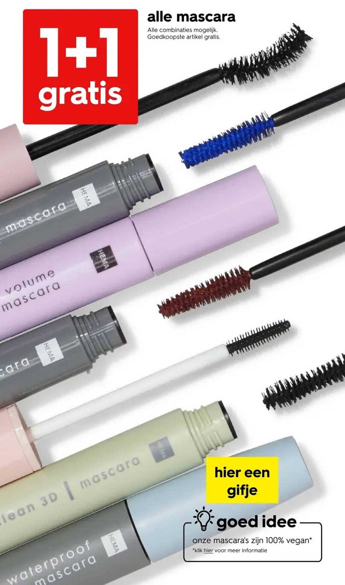 1+1 gratis op alle mascara
