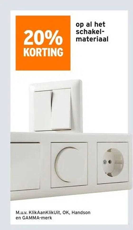 20% KORTING op al het schakelmateriaal
