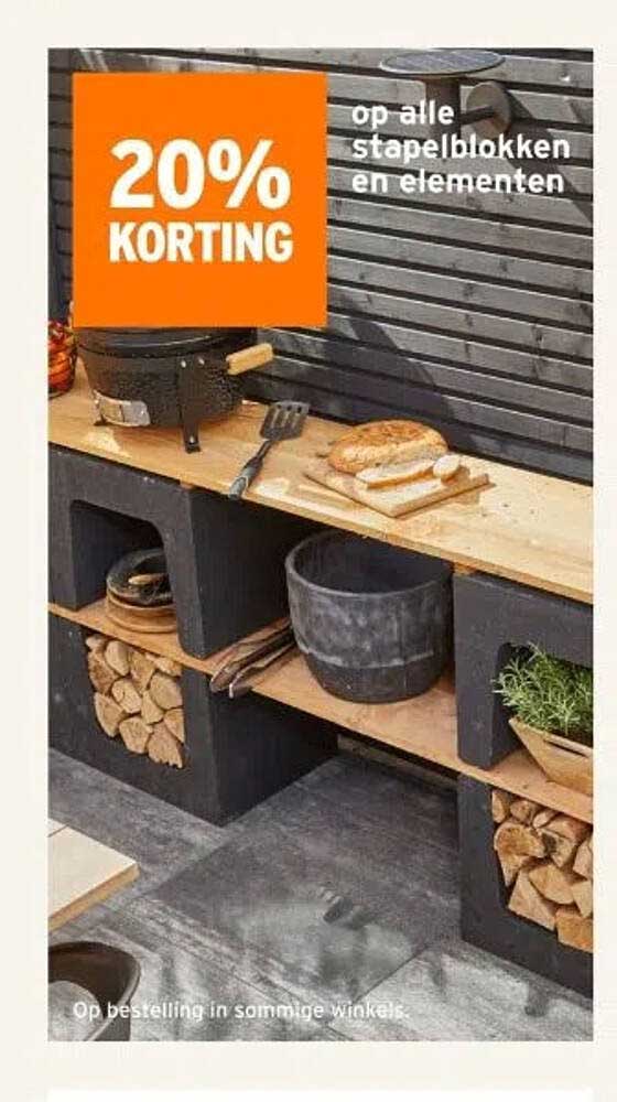 20% KORTING op alle stapelblokken en elementen