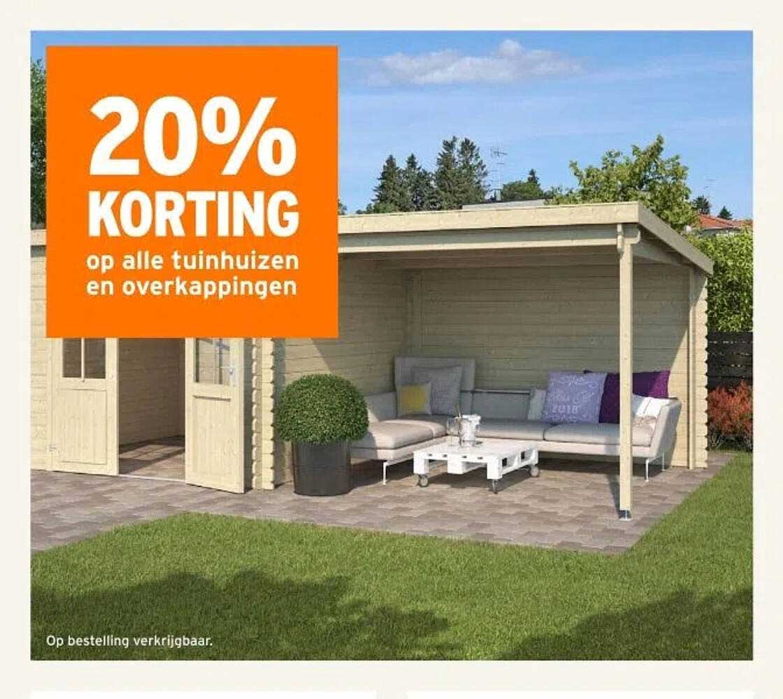 20% KORTING op alle tuinhuisjes en overkappingen