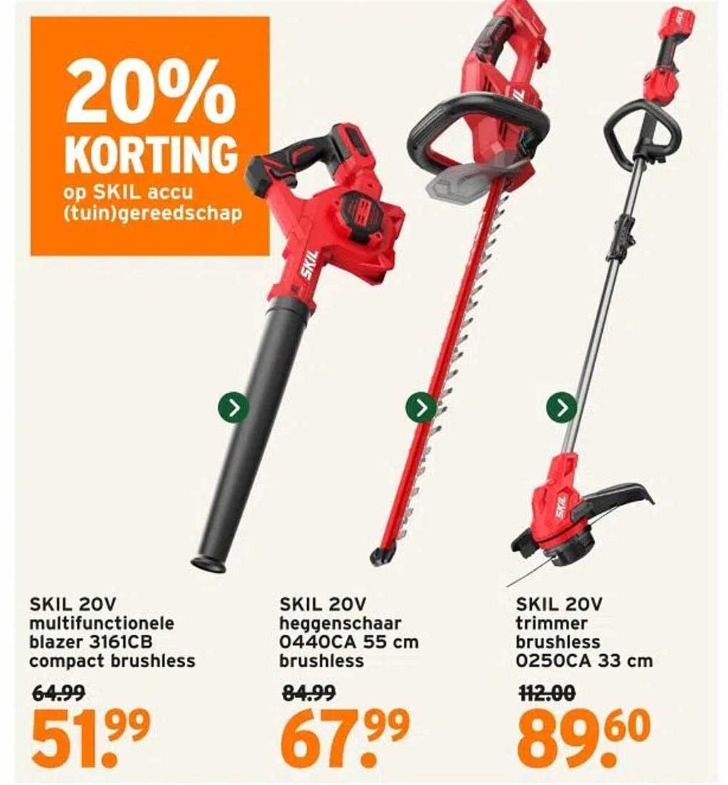 20% KORTING op SKIL accu (tuin)gereedschap
