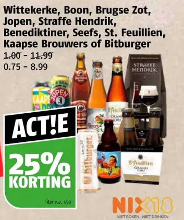 25% KORTING op geselecteerde bieren